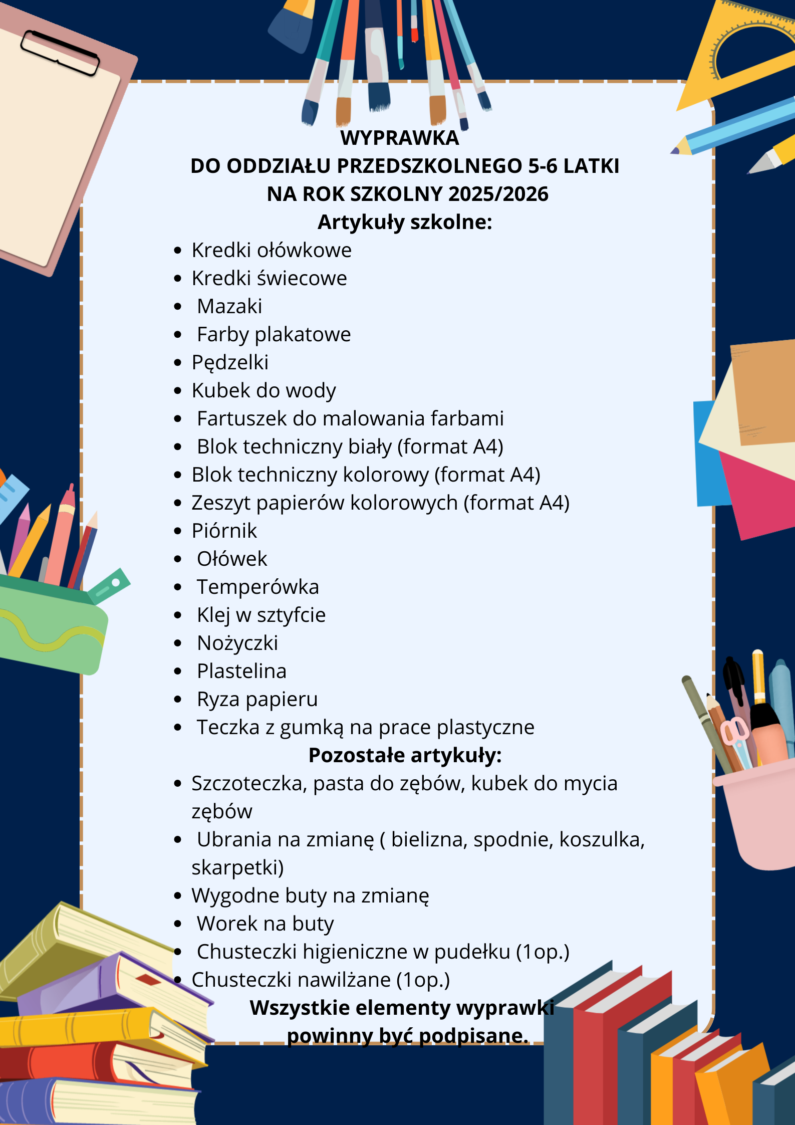 Wyprawka przedszkolaka gr. 5-6 l.