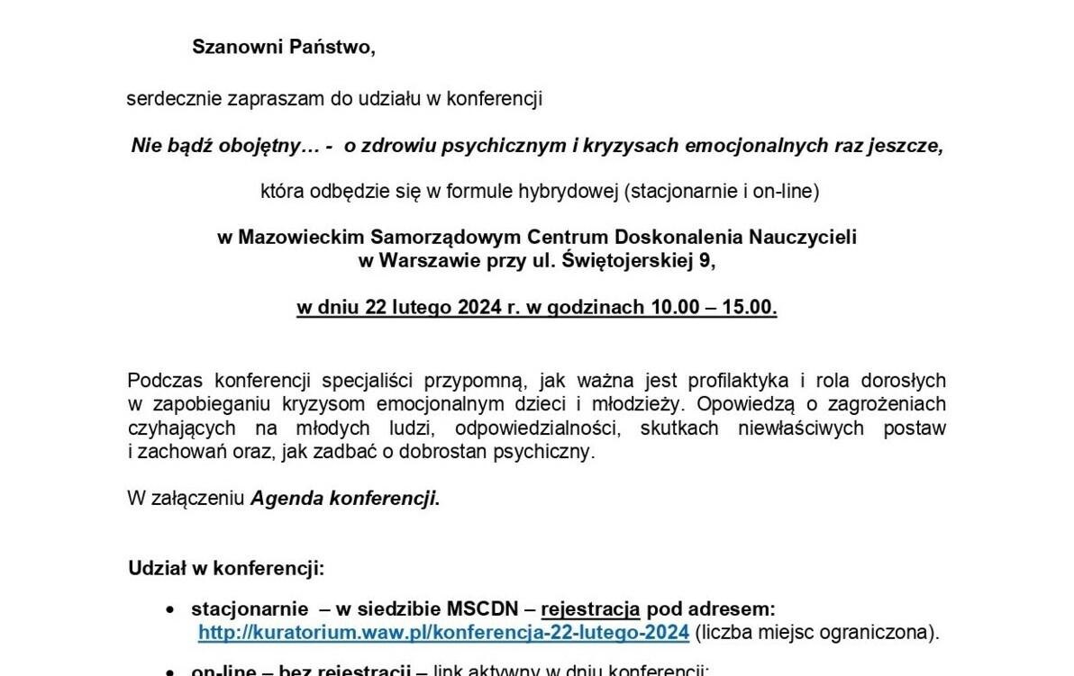 Zdjęcie do Zaproszenie dla rodzic&oacute;w na szkolenie